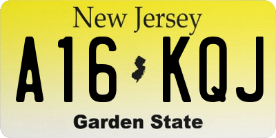 NJ license plate A16KQJ