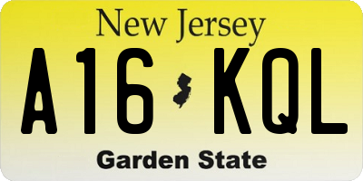 NJ license plate A16KQL