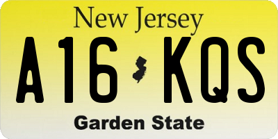 NJ license plate A16KQS