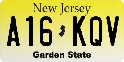 NJ license plate A16KQV