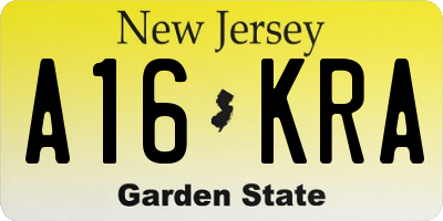 NJ license plate A16KRA