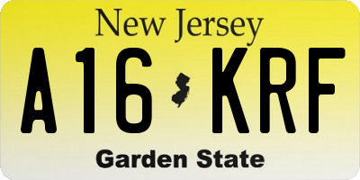 NJ license plate A16KRF