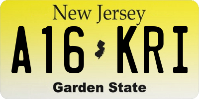 NJ license plate A16KRI