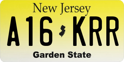 NJ license plate A16KRR
