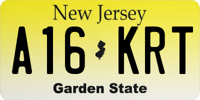 NJ license plate A16KRT