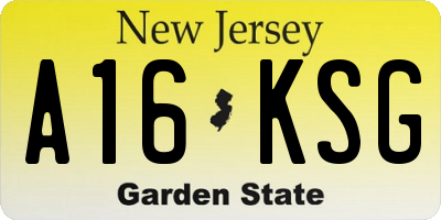 NJ license plate A16KSG
