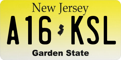 NJ license plate A16KSL