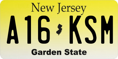 NJ license plate A16KSM