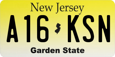 NJ license plate A16KSN