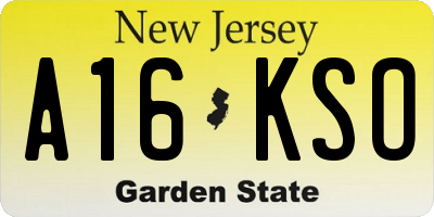 NJ license plate A16KSO