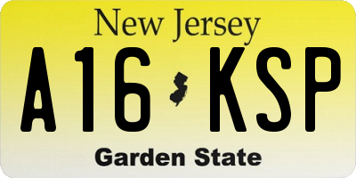 NJ license plate A16KSP