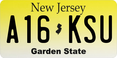 NJ license plate A16KSU