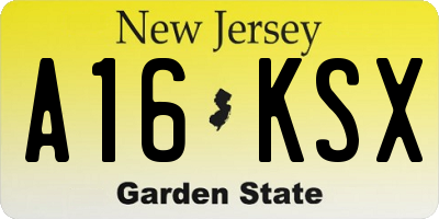 NJ license plate A16KSX