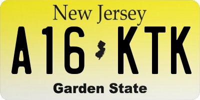 NJ license plate A16KTK