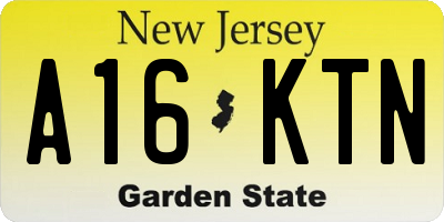 NJ license plate A16KTN