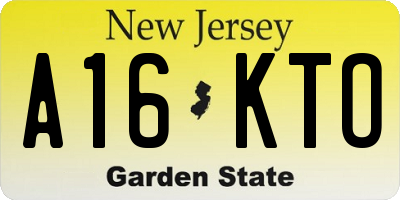 NJ license plate A16KTO