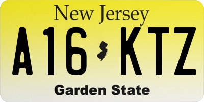 NJ license plate A16KTZ
