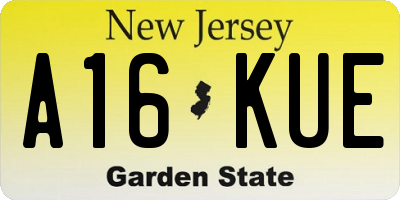 NJ license plate A16KUE