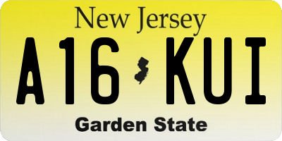 NJ license plate A16KUI