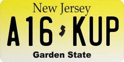 NJ license plate A16KUP