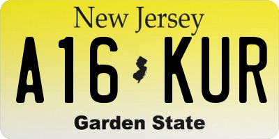 NJ license plate A16KUR