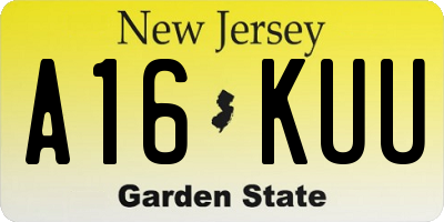 NJ license plate A16KUU