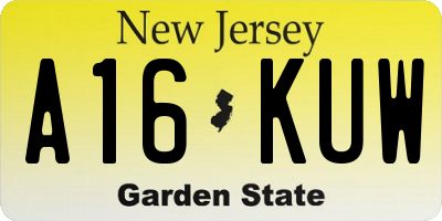 NJ license plate A16KUW