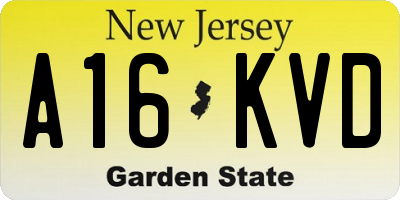 NJ license plate A16KVD