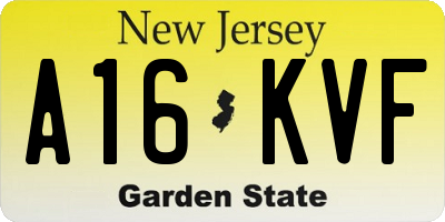 NJ license plate A16KVF