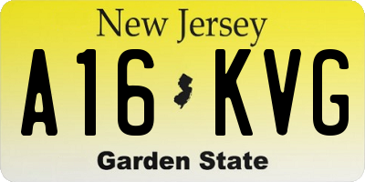 NJ license plate A16KVG