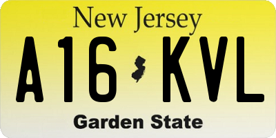 NJ license plate A16KVL
