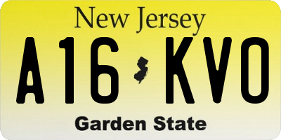 NJ license plate A16KVO