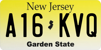 NJ license plate A16KVQ