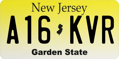 NJ license plate A16KVR