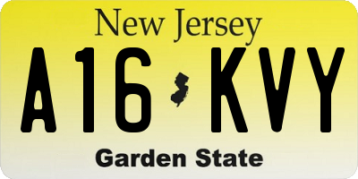 NJ license plate A16KVY