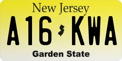 NJ license plate A16KWA