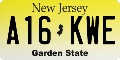 NJ license plate A16KWE