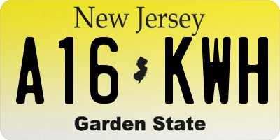 NJ license plate A16KWH