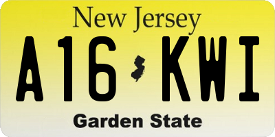 NJ license plate A16KWI