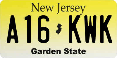NJ license plate A16KWK