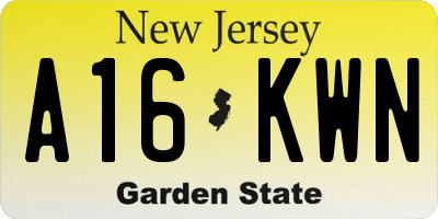 NJ license plate A16KWN
