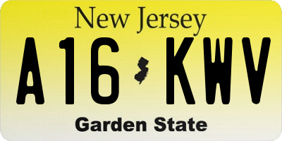 NJ license plate A16KWV