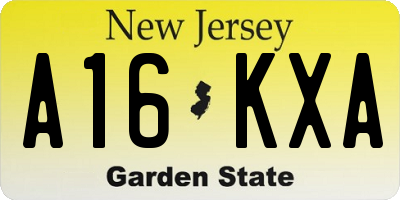 NJ license plate A16KXA