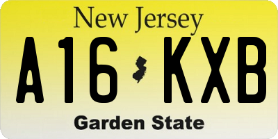 NJ license plate A16KXB