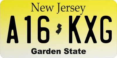NJ license plate A16KXG