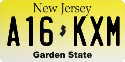 NJ license plate A16KXM
