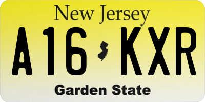 NJ license plate A16KXR