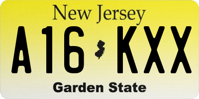 NJ license plate A16KXX