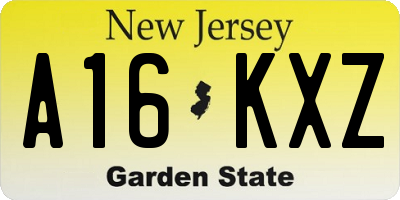 NJ license plate A16KXZ
