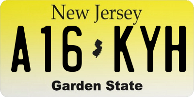 NJ license plate A16KYH